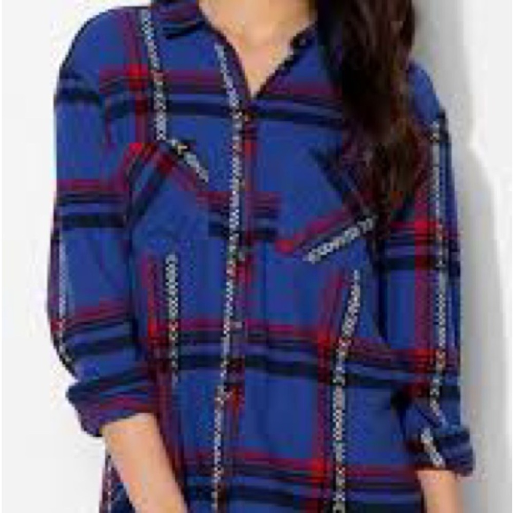 Urban Outfitters Blue and Red Plaid Shirt
